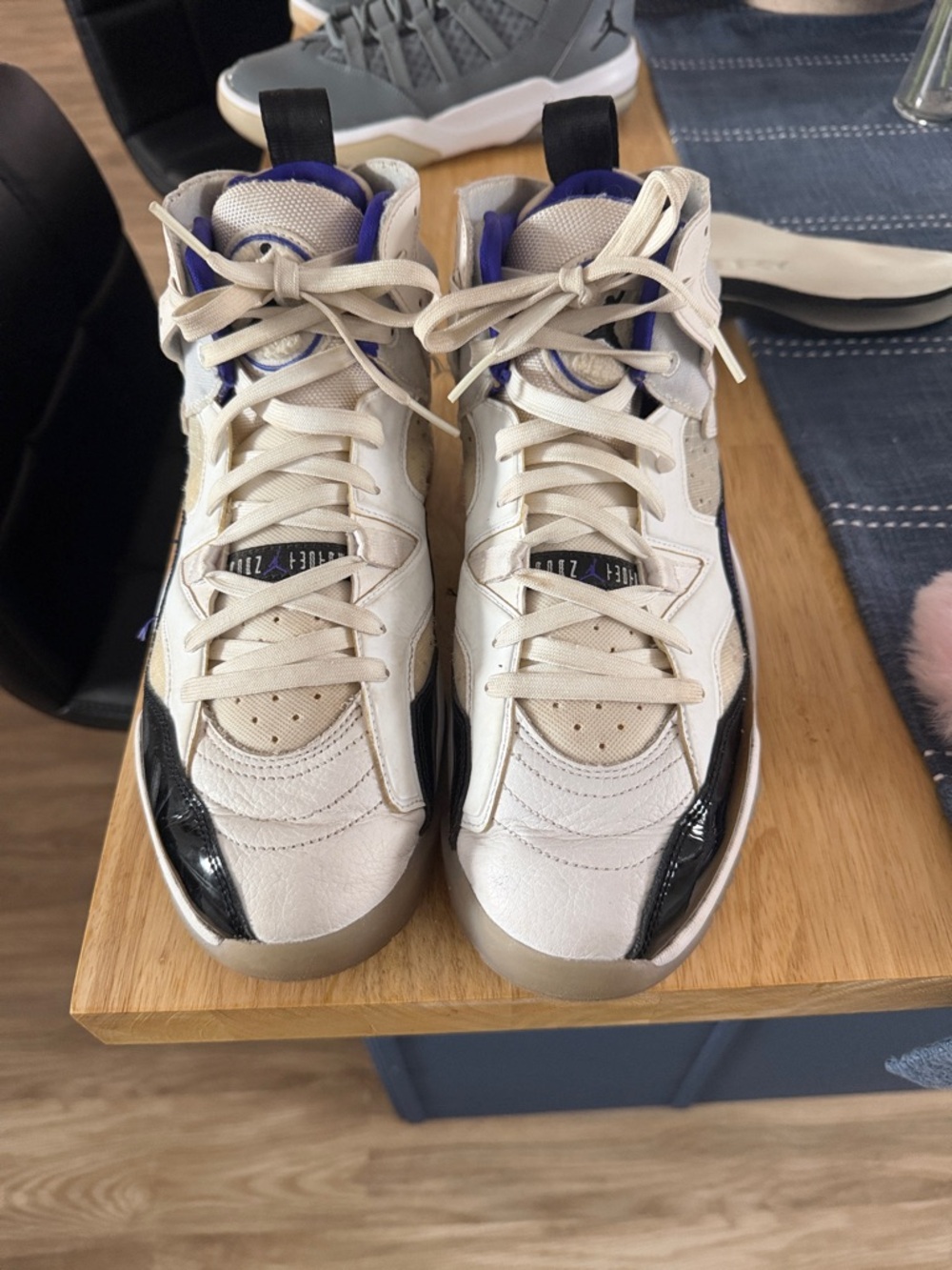 Jordan Men’s High-Top Athletic Shoes in White, Black and Purple